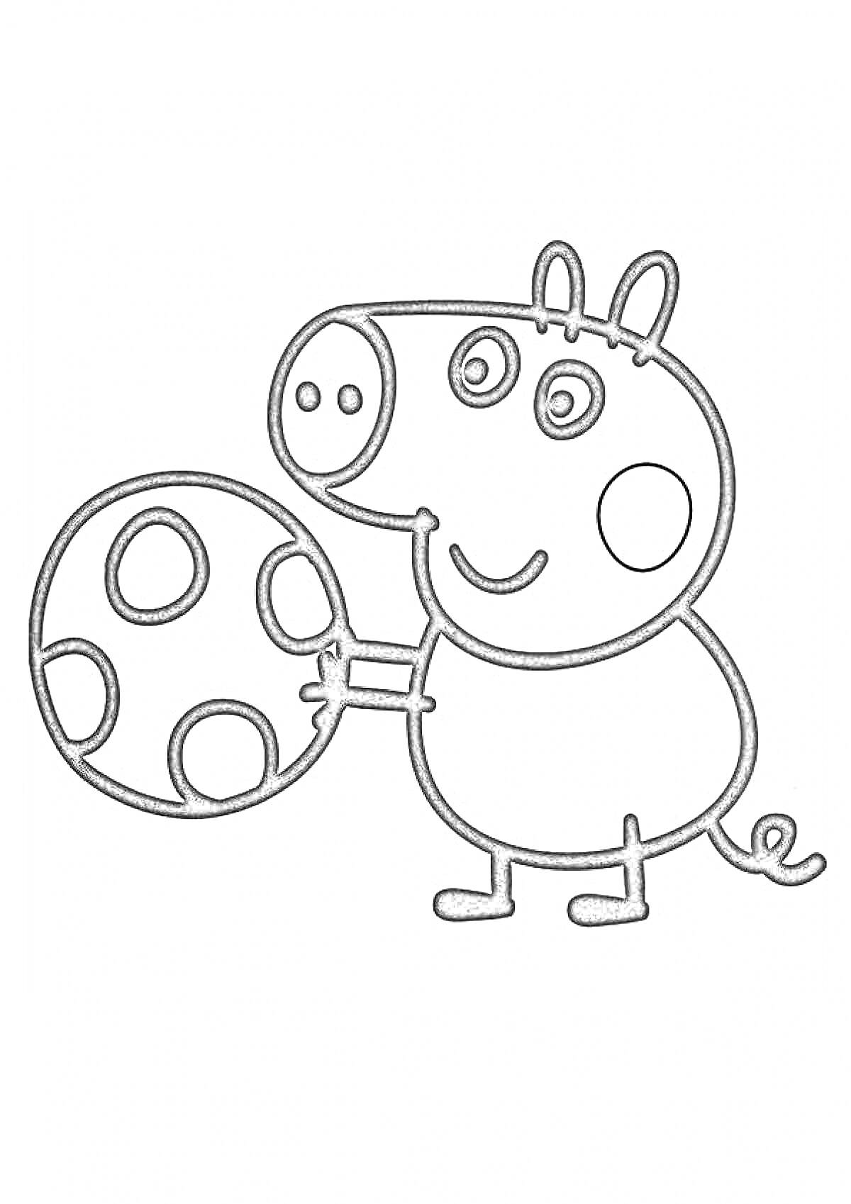 Раскраска Свинка Пеппа с мячом в кружочек