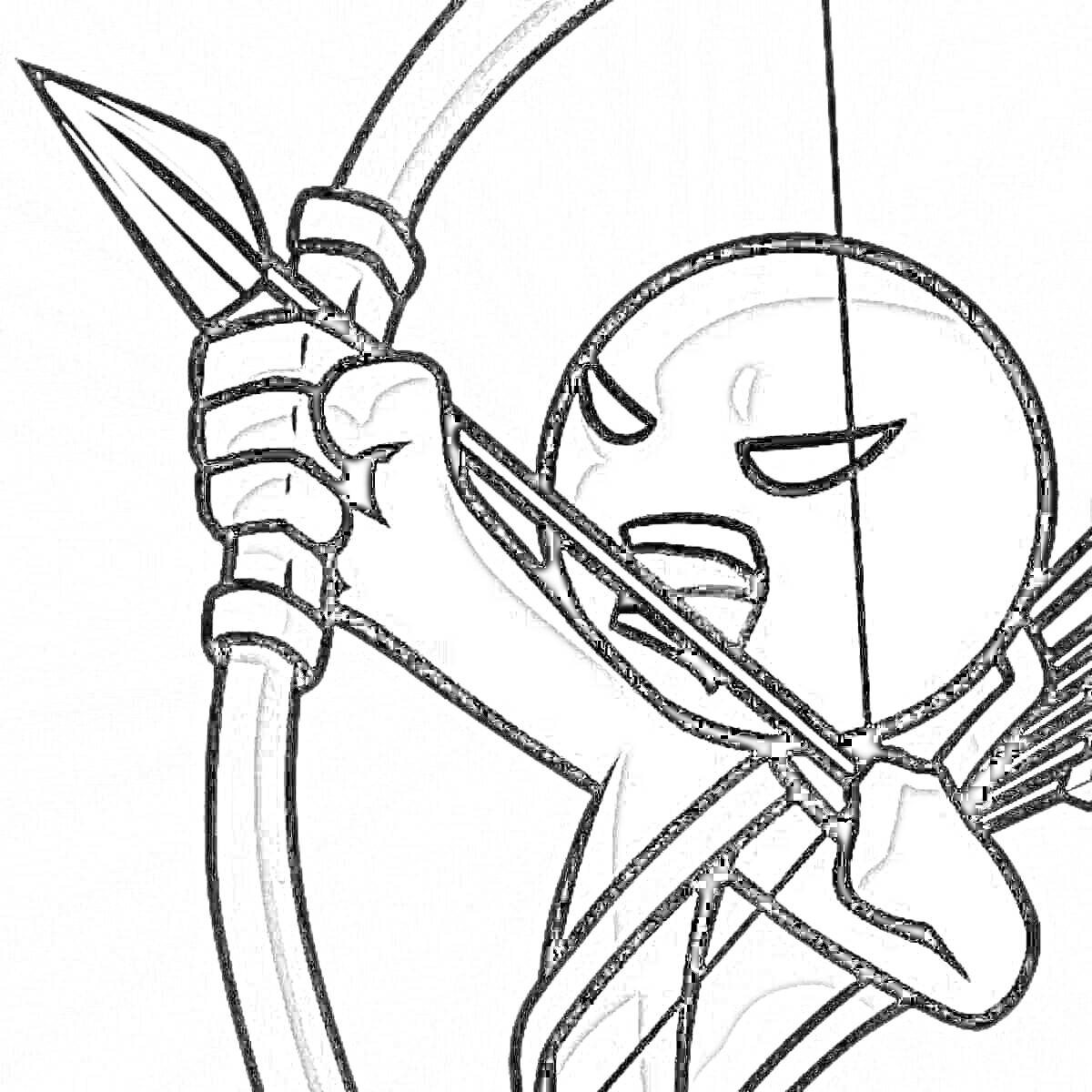Раскраска Человек-палочка с луком в стиле Stick War Legacy