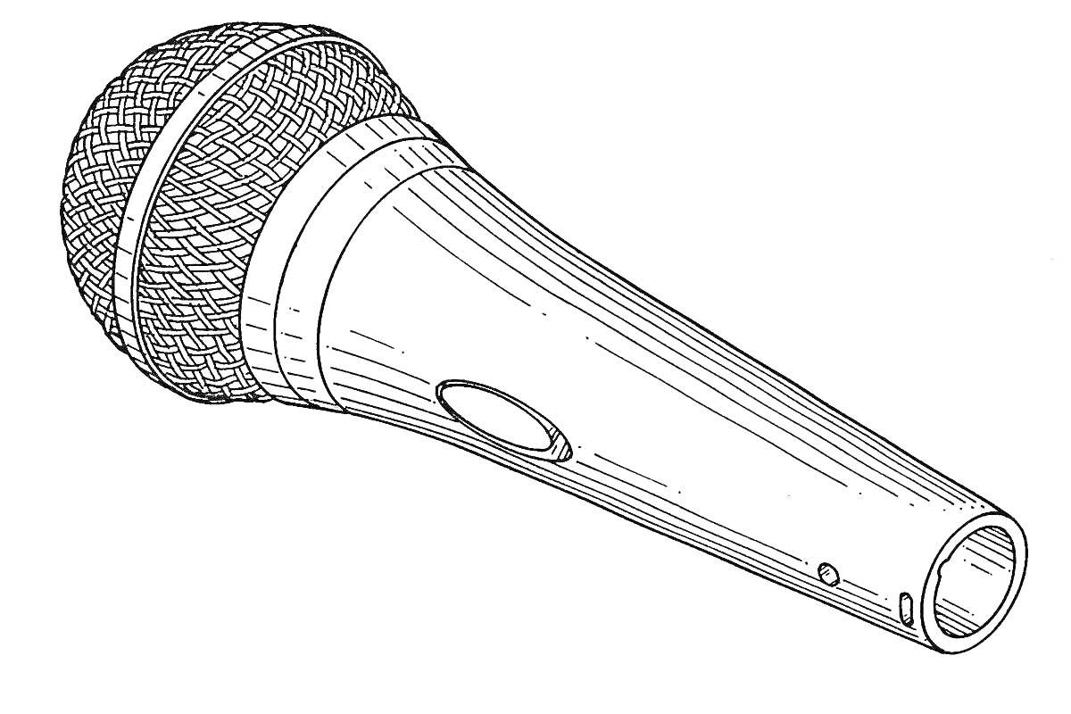 Ручной микрофон с сетчатой головкой и кнопкой