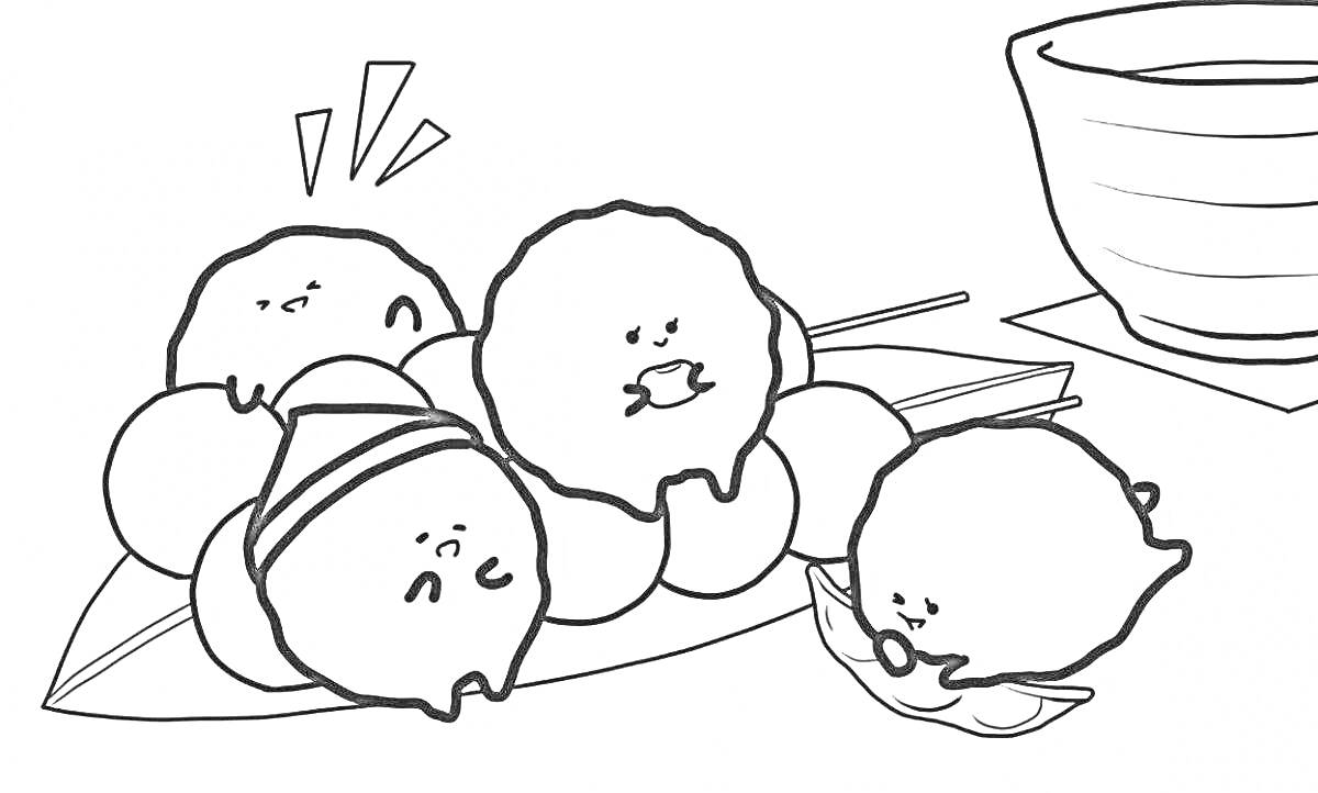 РаскраскаЗабытый ланч с елочкой и кубком