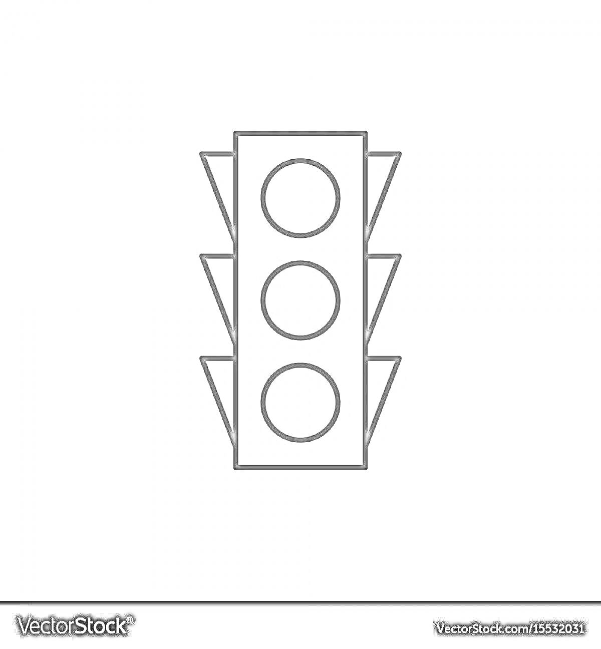 Раскраска Чёрно-белая раскраска светофора с тремя круглыми светами