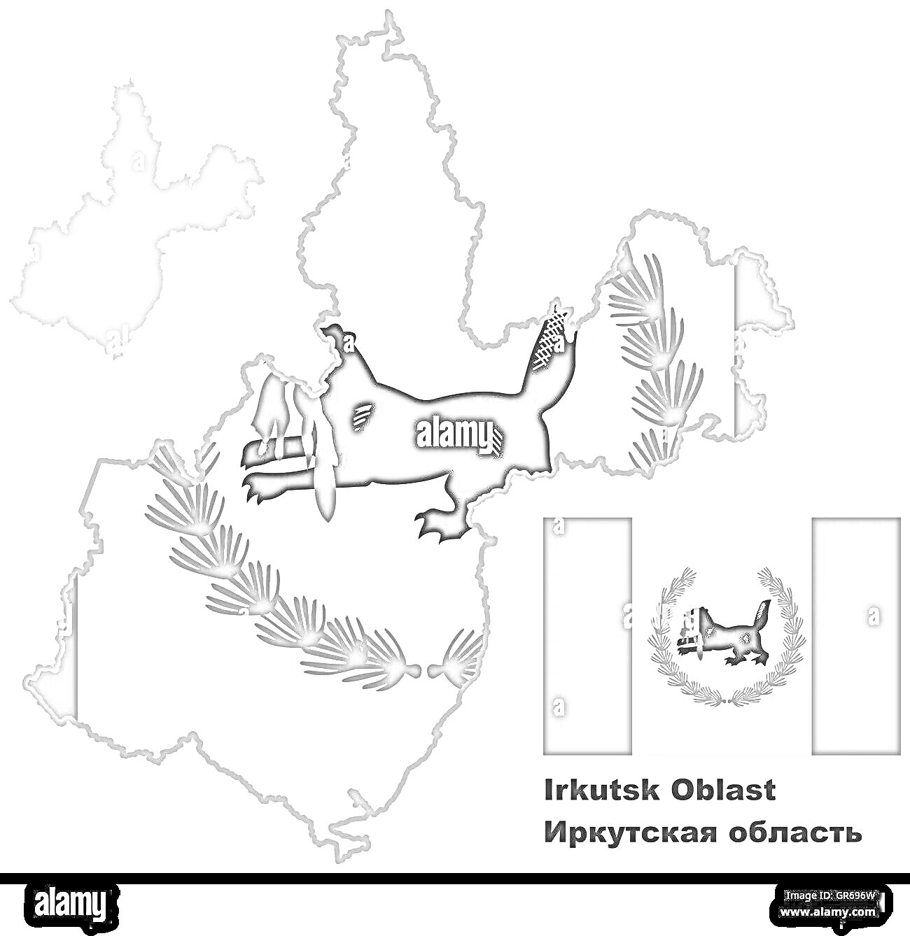 На раскраске изображено: Карта, Выдра, Российский регион, Учеба, География, Сибирь
