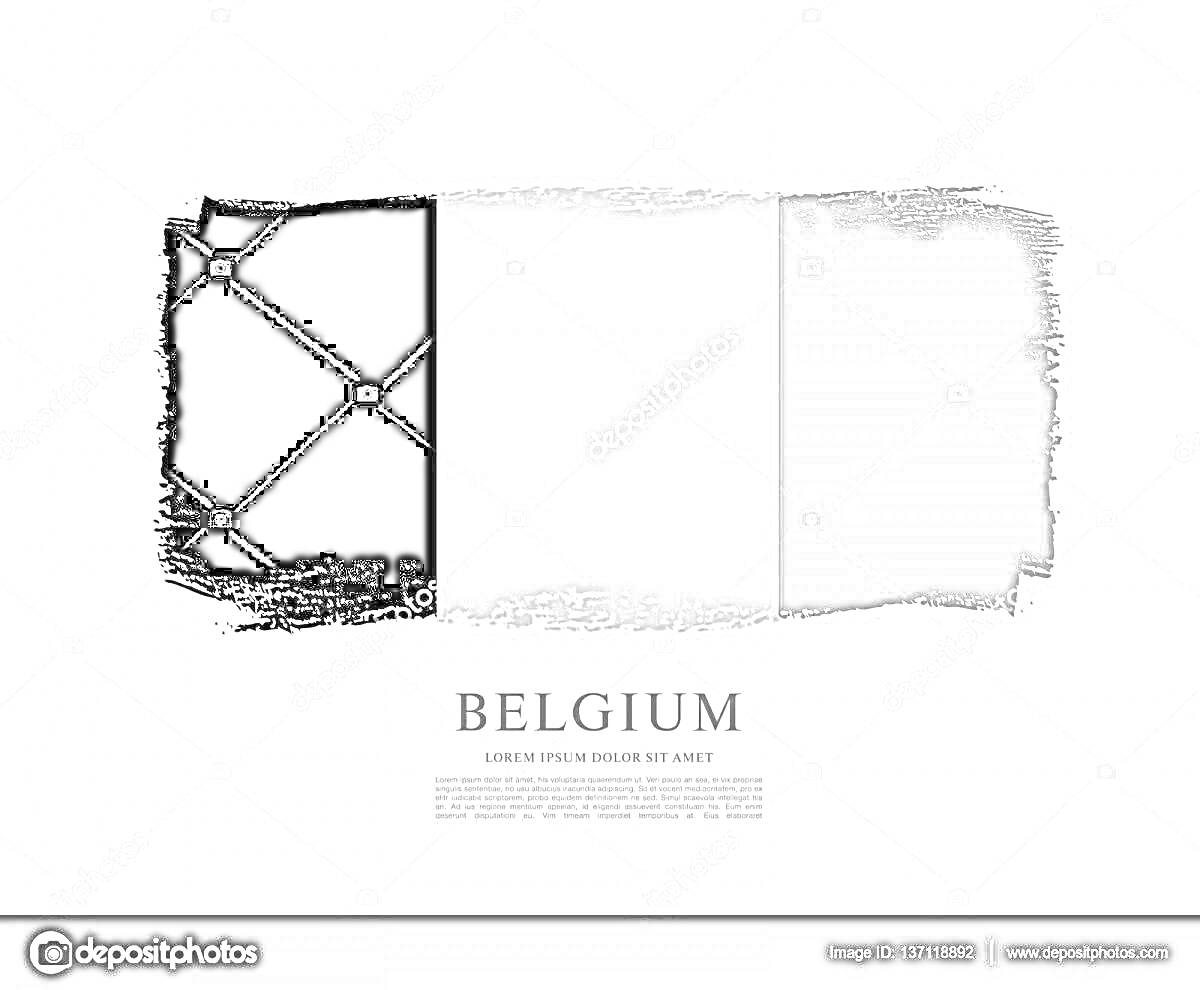 Раскраска Раскраска флага Бельгии с надписью 