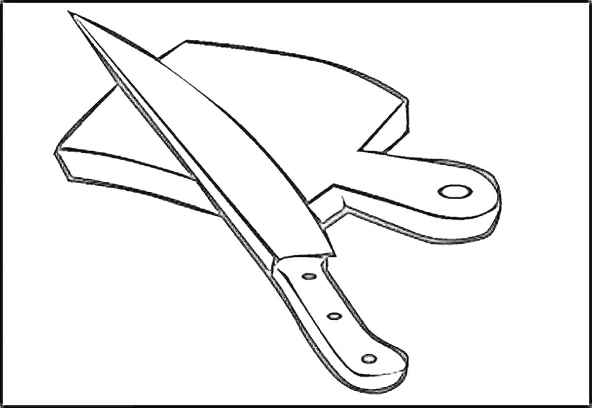 Раскраска Нож и разделочная доска