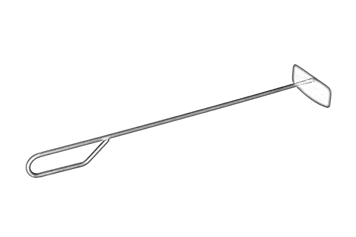железная кочерга с рукояткой в форме триугольника и прямоугольным наконечником