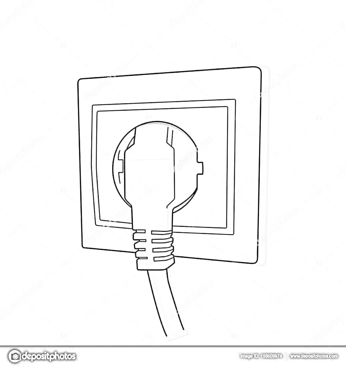 Раскраска Электрическая розетка с подключенным штепсельным вилкой
