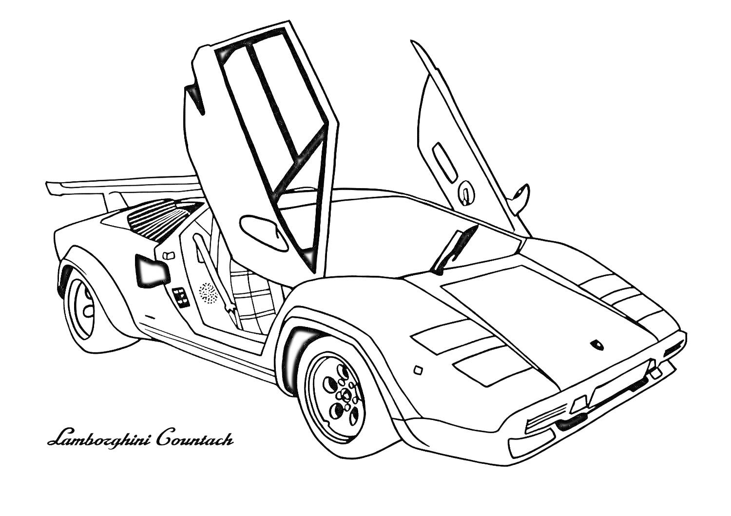 Раскраска Спортивная машина: Lamborghini Countach с дверями ламбо