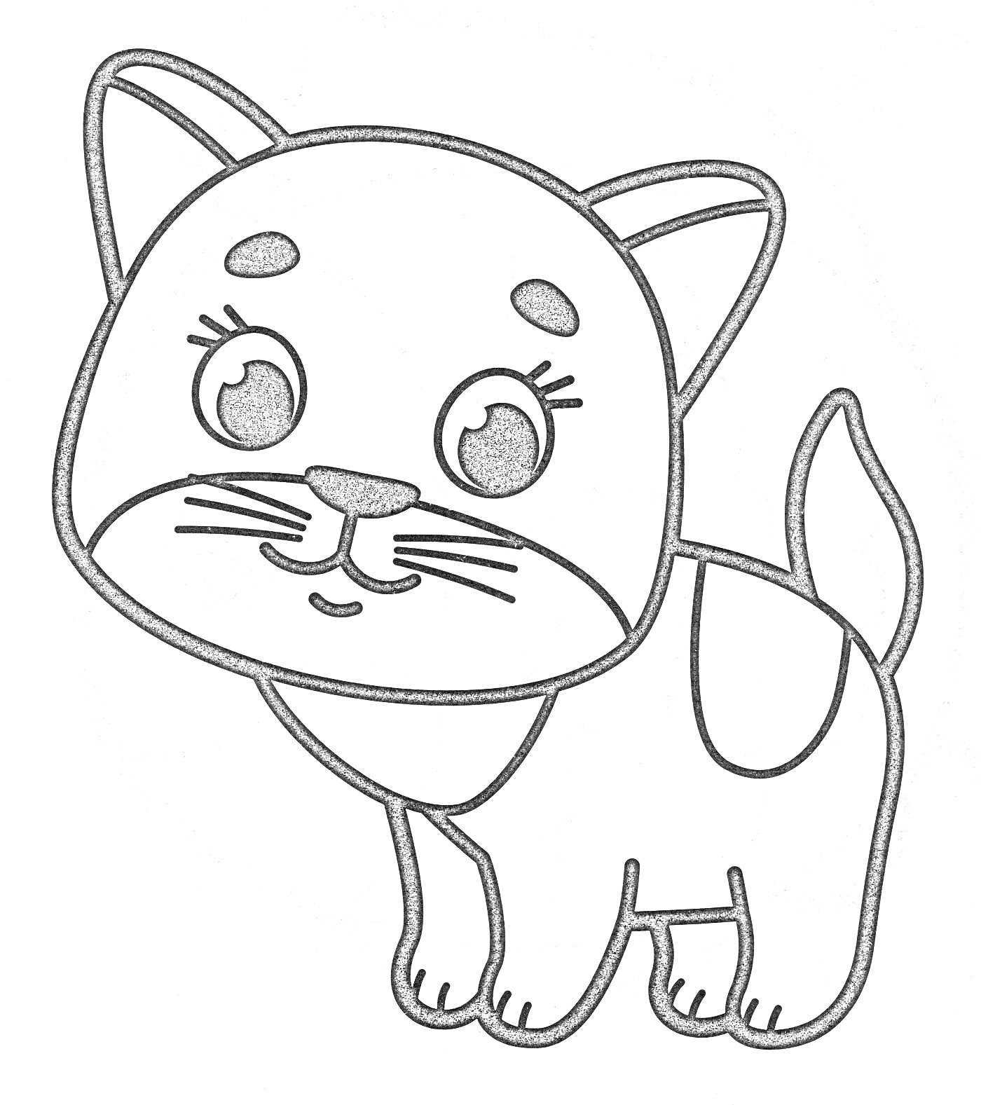 Раскраска Милый котенок с большими глазами и стоящими ушами