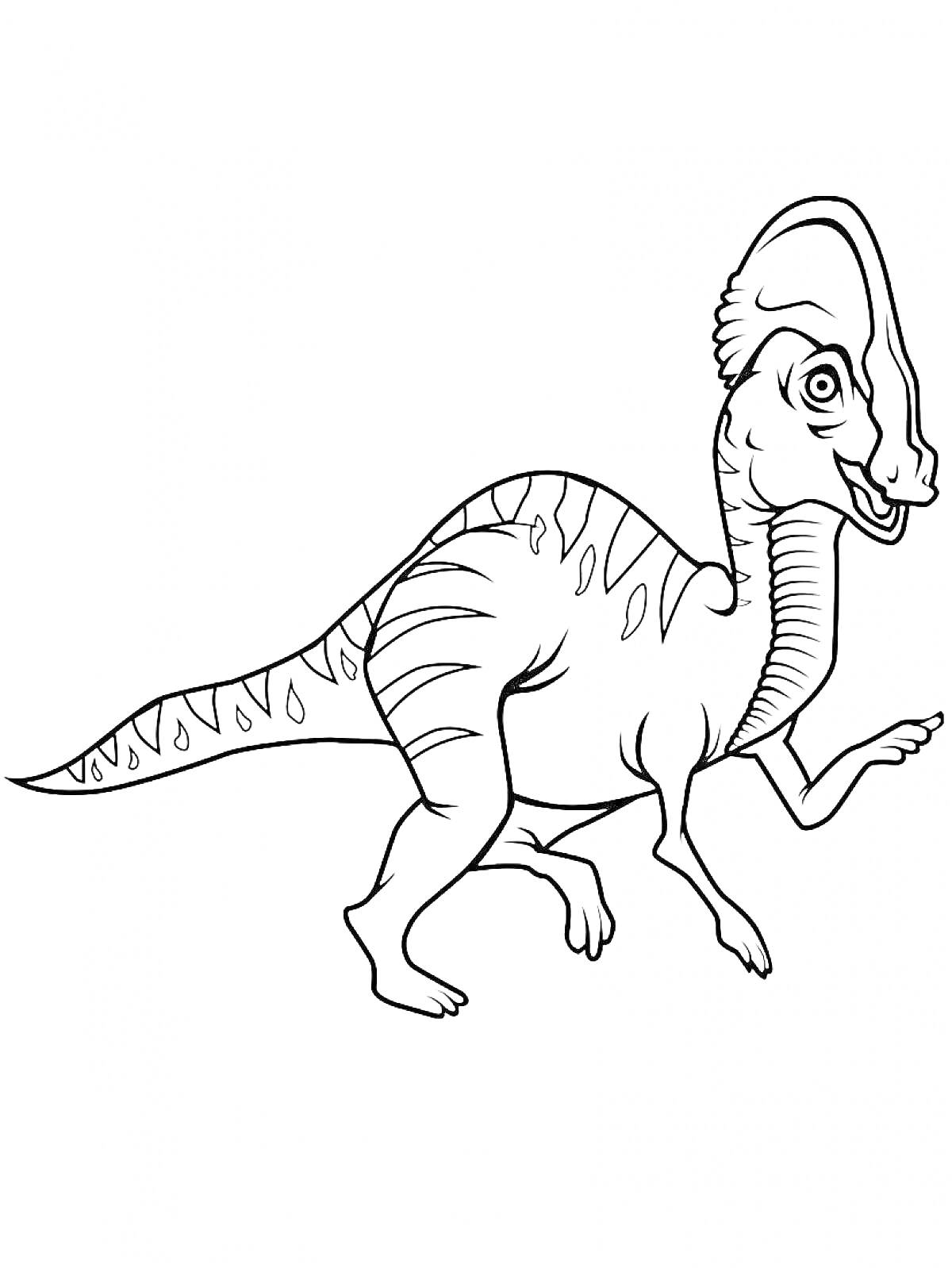 Раскраска Динозавр с гребнем, стоящий на двух ногах