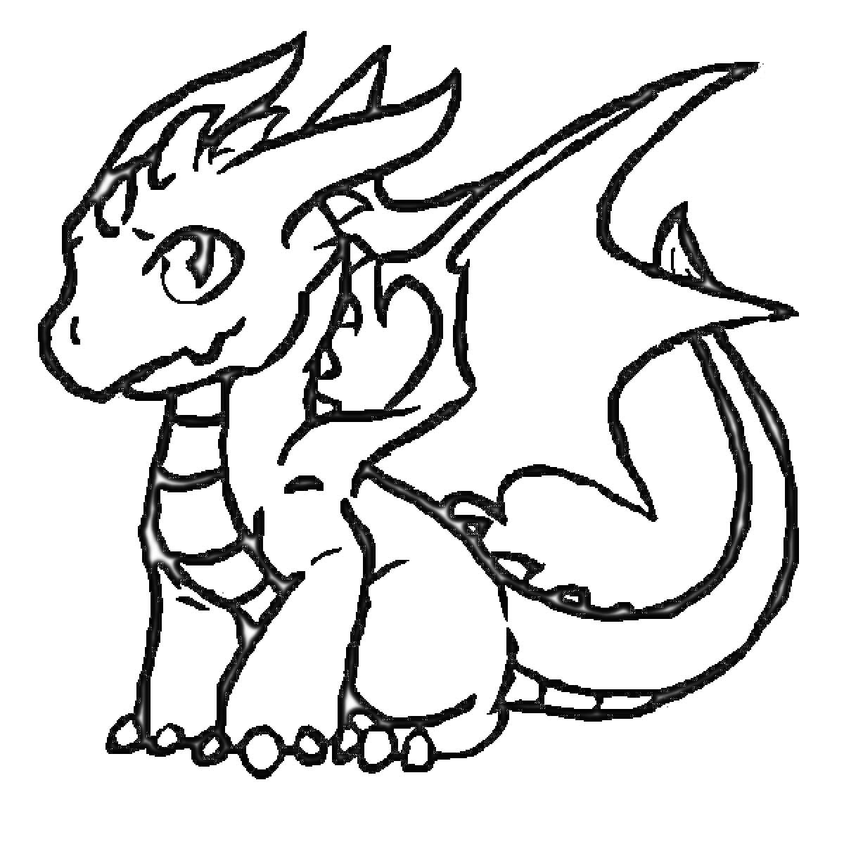 На раскраске изображено: Крылья, Большие глаза, Волшебство, Мифические существа