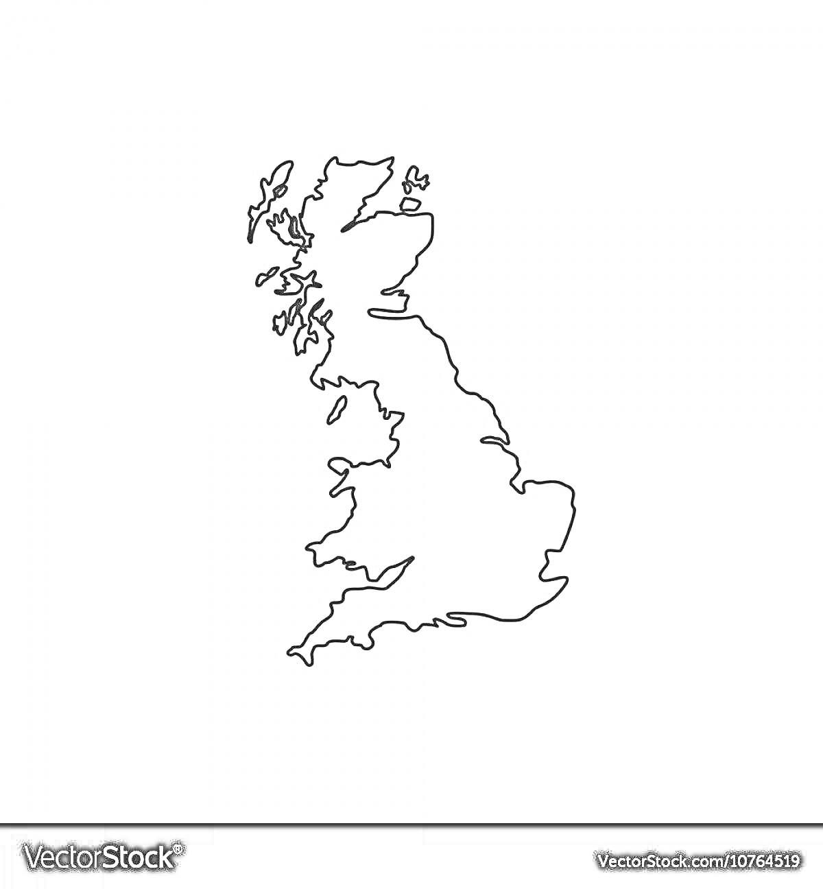 На раскраске изображено: Карта, Великобритания, География, Остров, Очертания