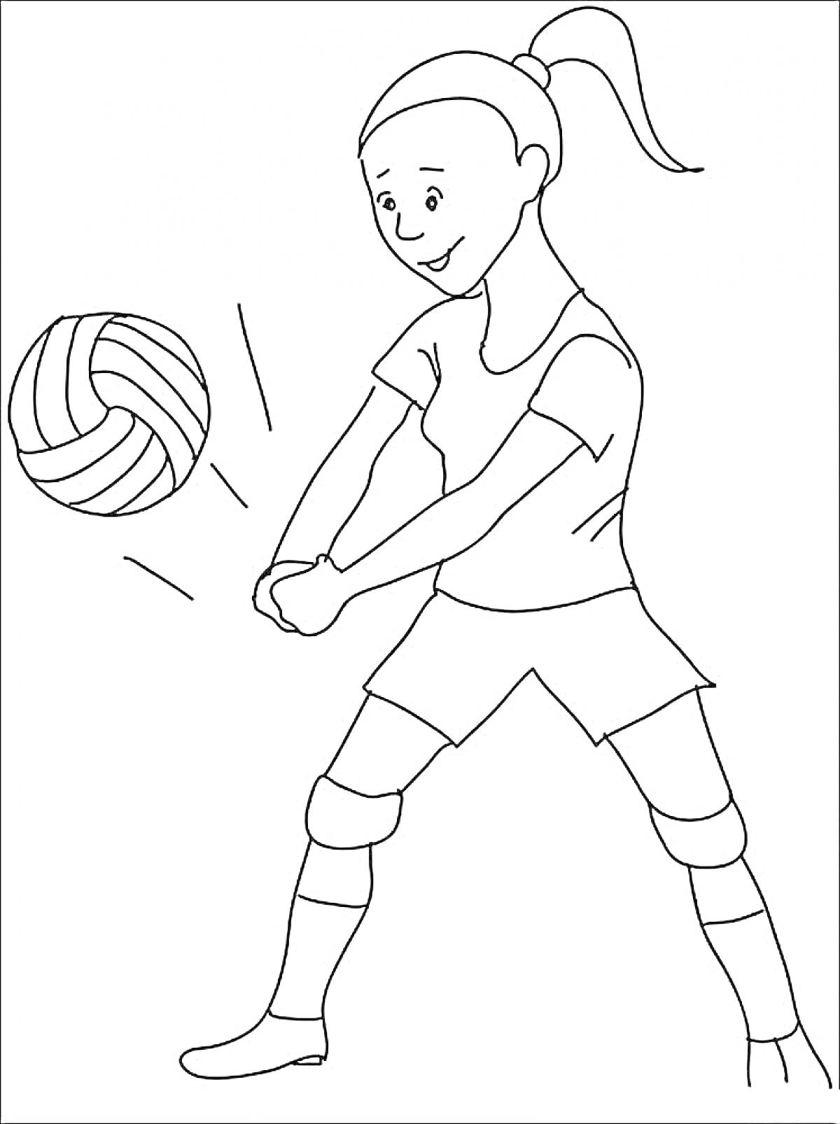 Раскраска Девочка, играющая в волейбол, отбивающая мяч