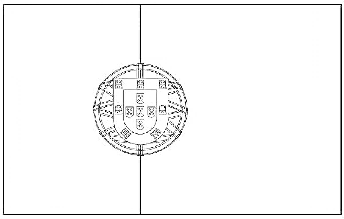 Раскраска Раскраска флага Португалии с контуром герба