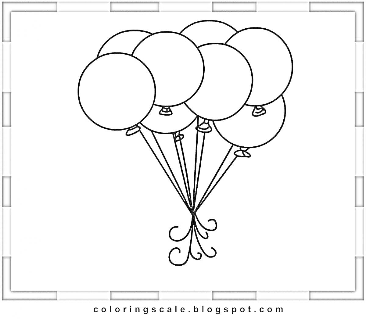 Связка воздушных шаров (семь шаров с завязанными хвостиками)