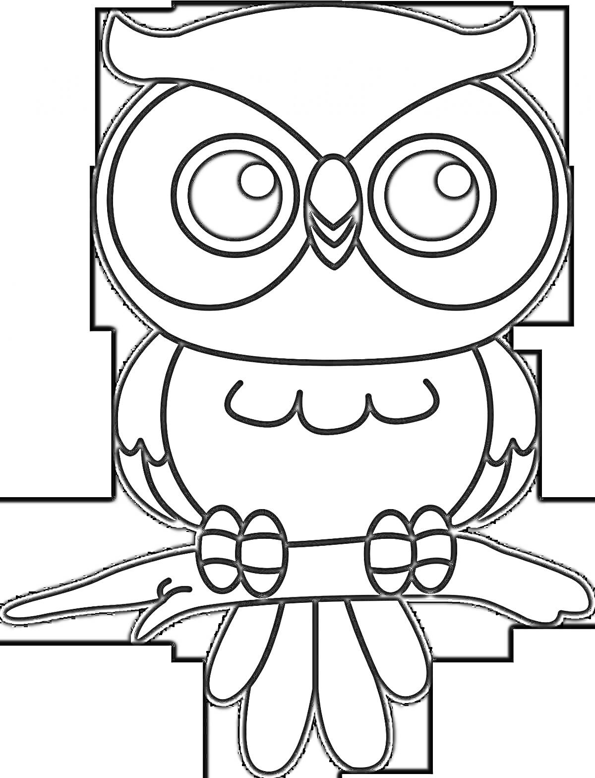 На раскраске изображено: Ветка, Большие глаза, Птица