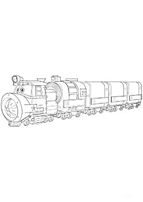 Раскраска Робот-поезд с вагонами