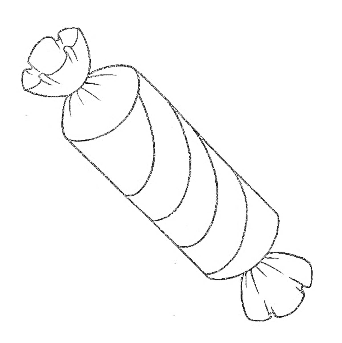 Раскраска Завёрнутая конфета в полосатой обёртке