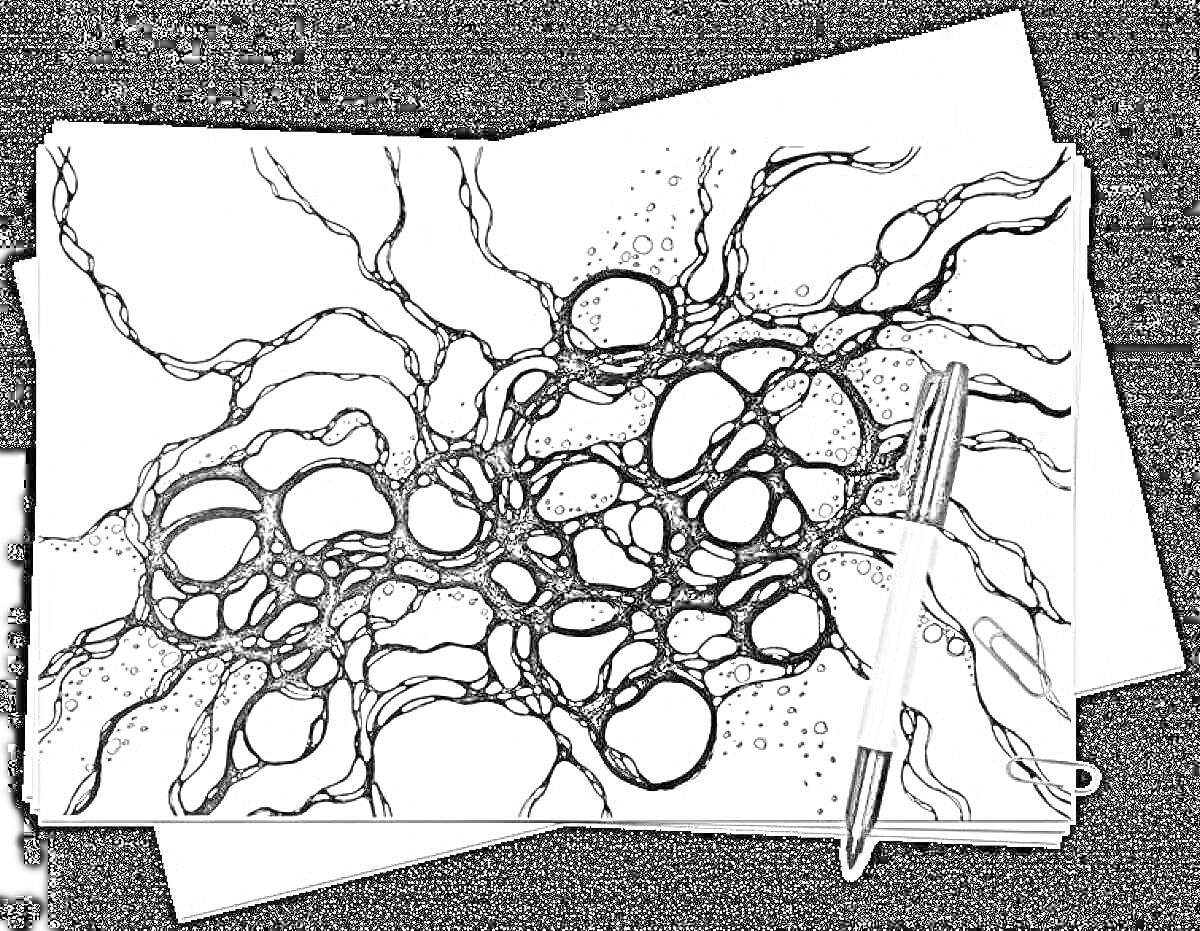 Раскраска Абстрактная нейронная сеть с маркером и альбомом для рисования