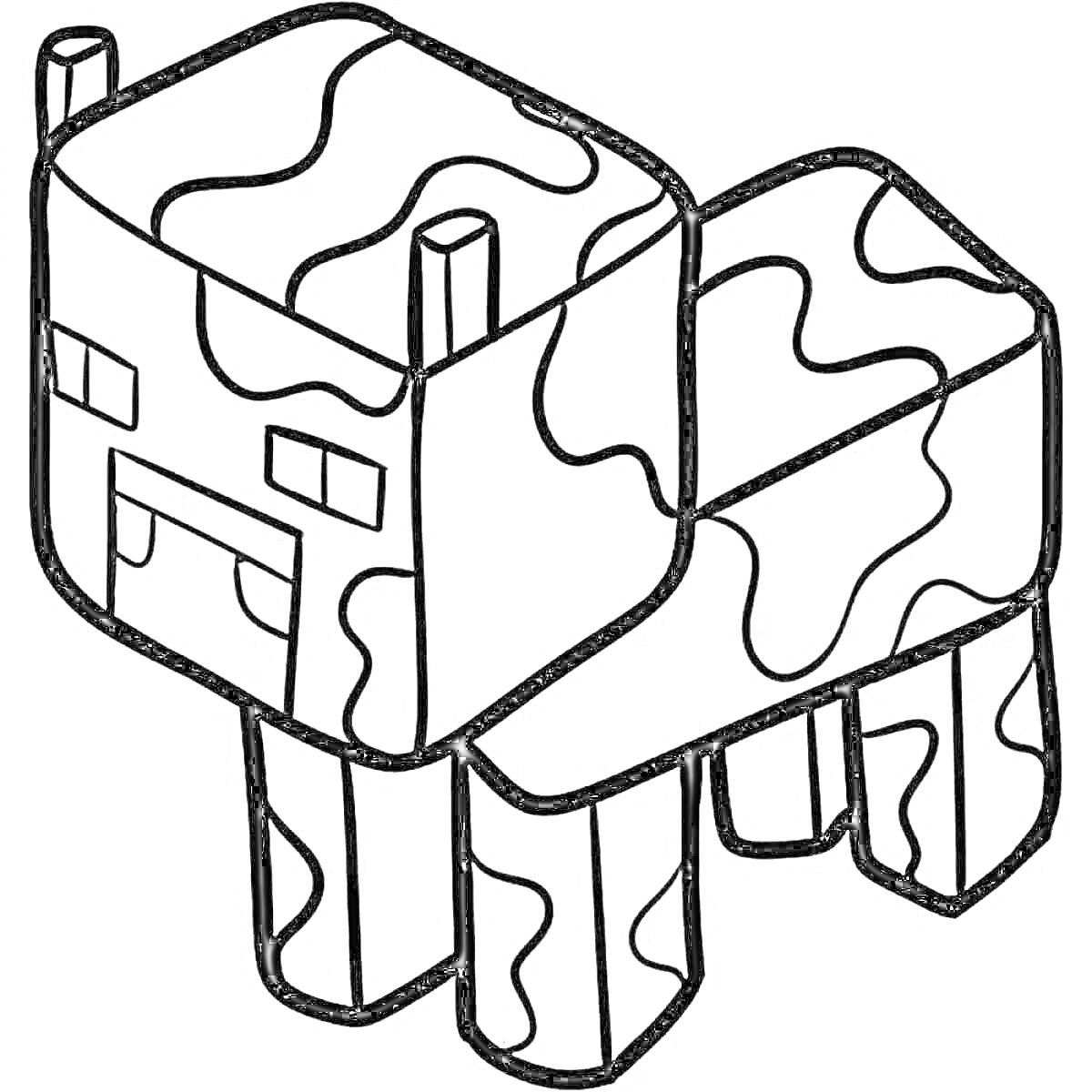Раскраска Майнкрафт корова, контурное изображение