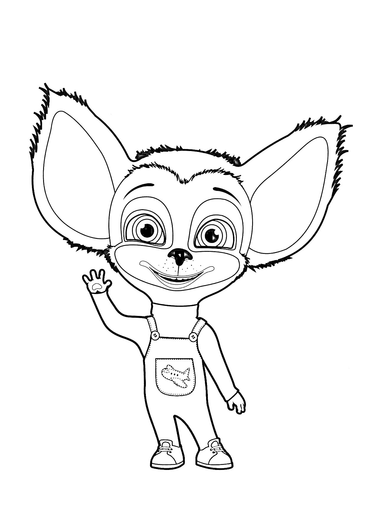 Раскраска Персонаж из мультика Барбоскины в комбинезоне, подняв руку вверх