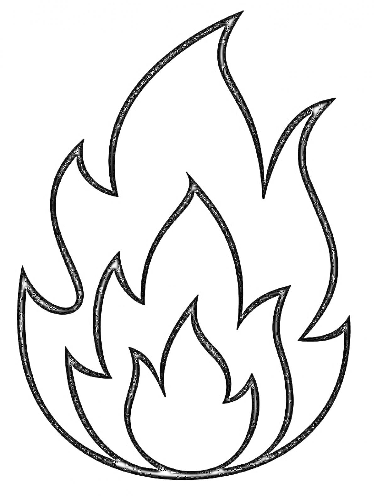 На раскраске изображено: Огонь, Пламя, Линии, Контурные рисунки