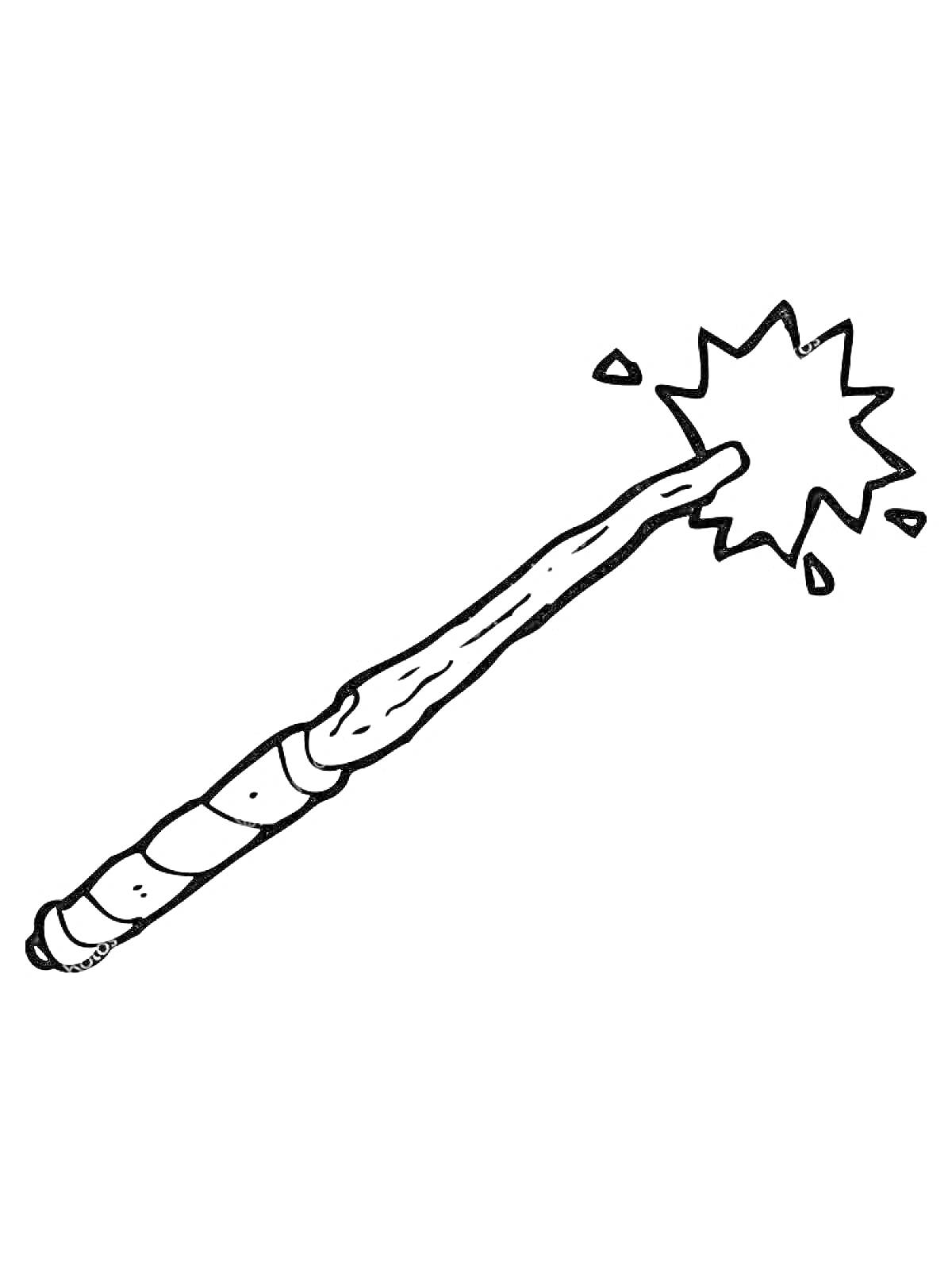 Раскраска Волшебная палочка с вихрем магической энергии и ручкой с узорами