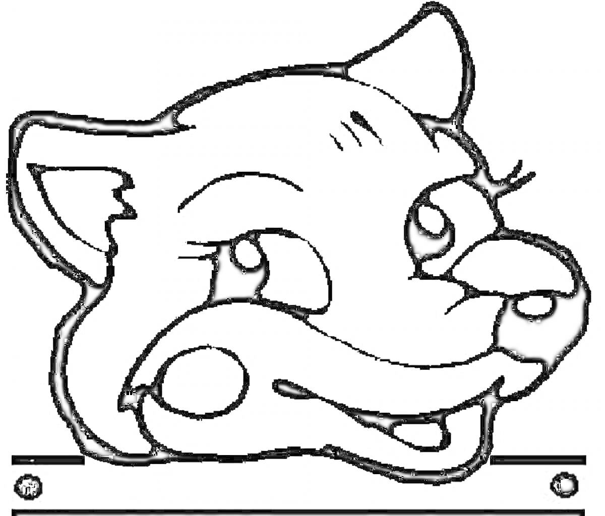 Раскраска Маска волка с ушами, глазами, носом и ртом