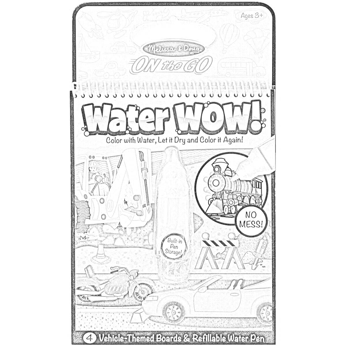 Раскраска Water WOW! Vehicles - Water-Themed Boards with Refillable Water Pen