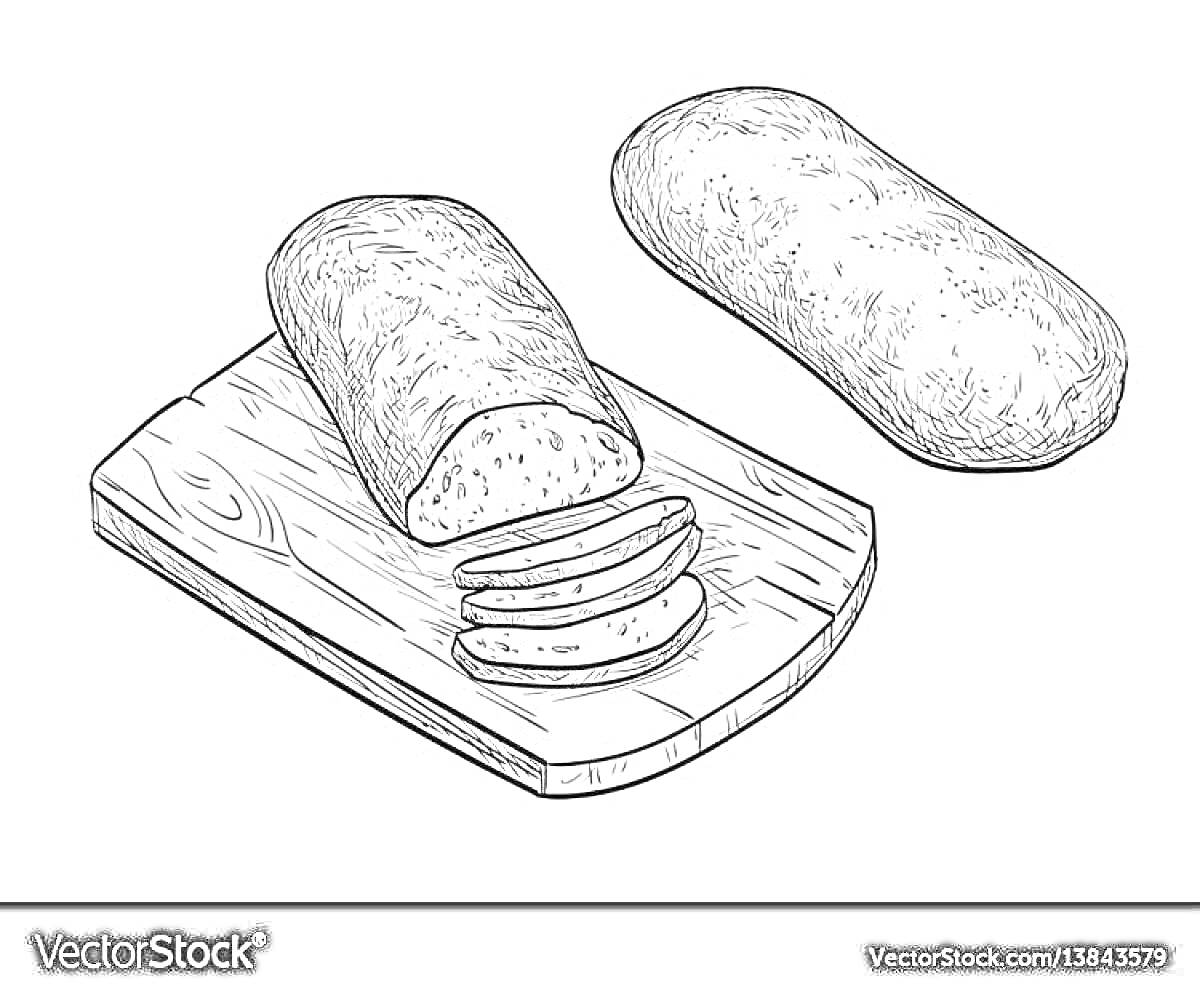 На раскраске изображено: Хлеб, Буханка, Деревянная доска, Блокадный хлеб