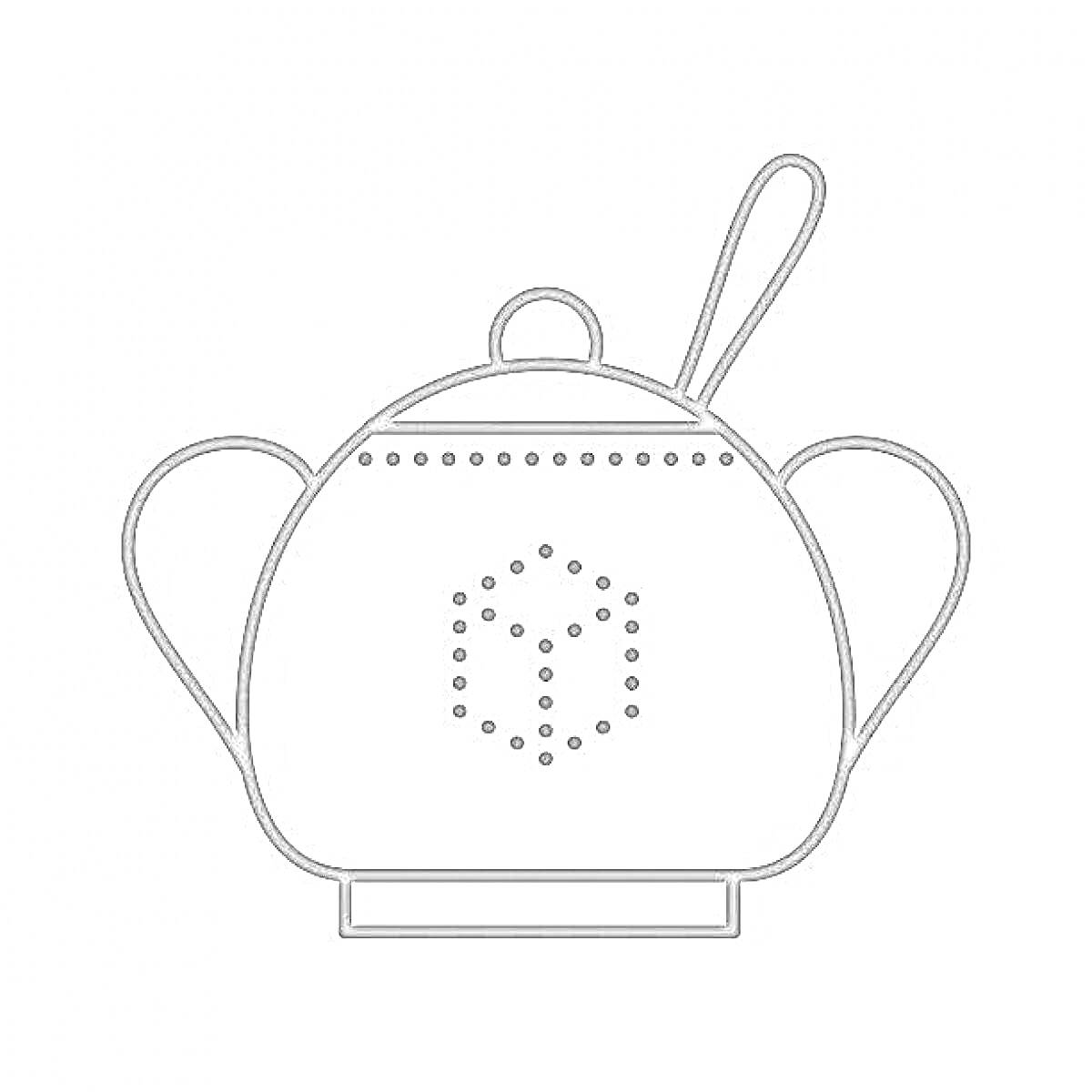 Раскраска Сахарница с кубиком сахара и ложкой