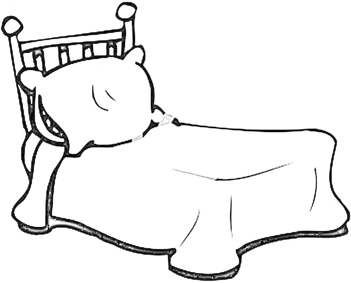 Раскраска Кровать с подушкой и одеялом