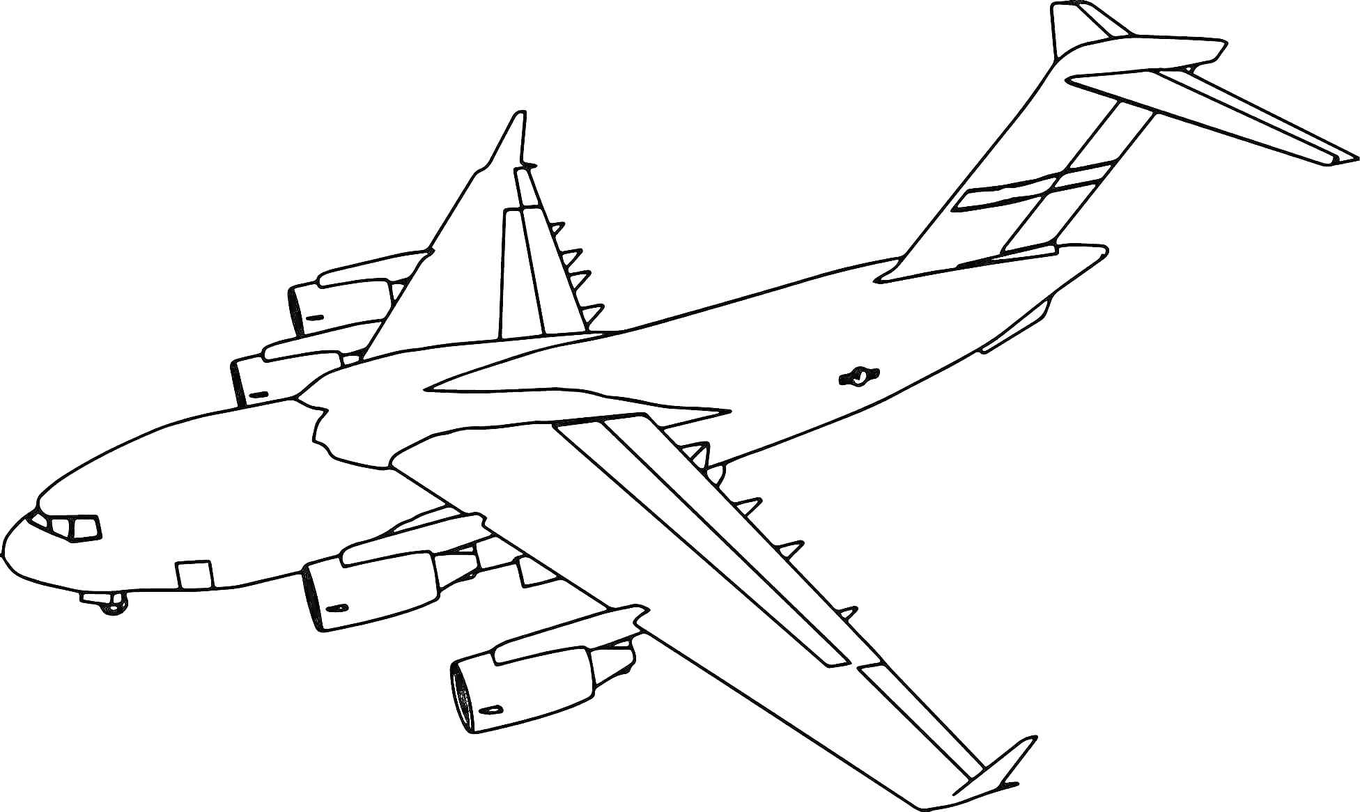 Пассажирский самолет с крыльями, шасси и двигателями