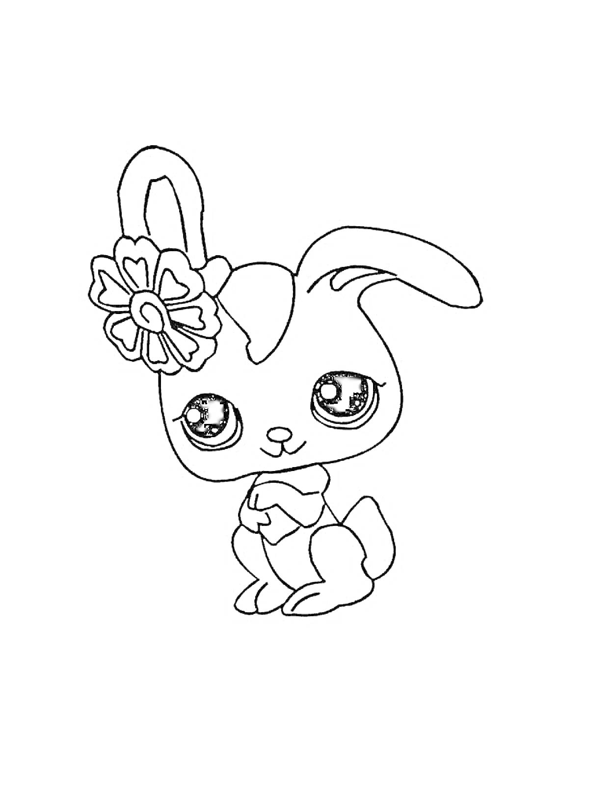 Раскраска Кролик с цветком на ухе из Маленького Зоомагазина