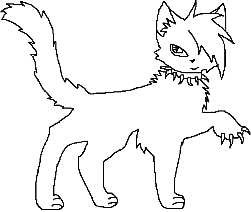 Раскраска Кот с поднятой передней лапой и причёской, узор в виде шипов на шее