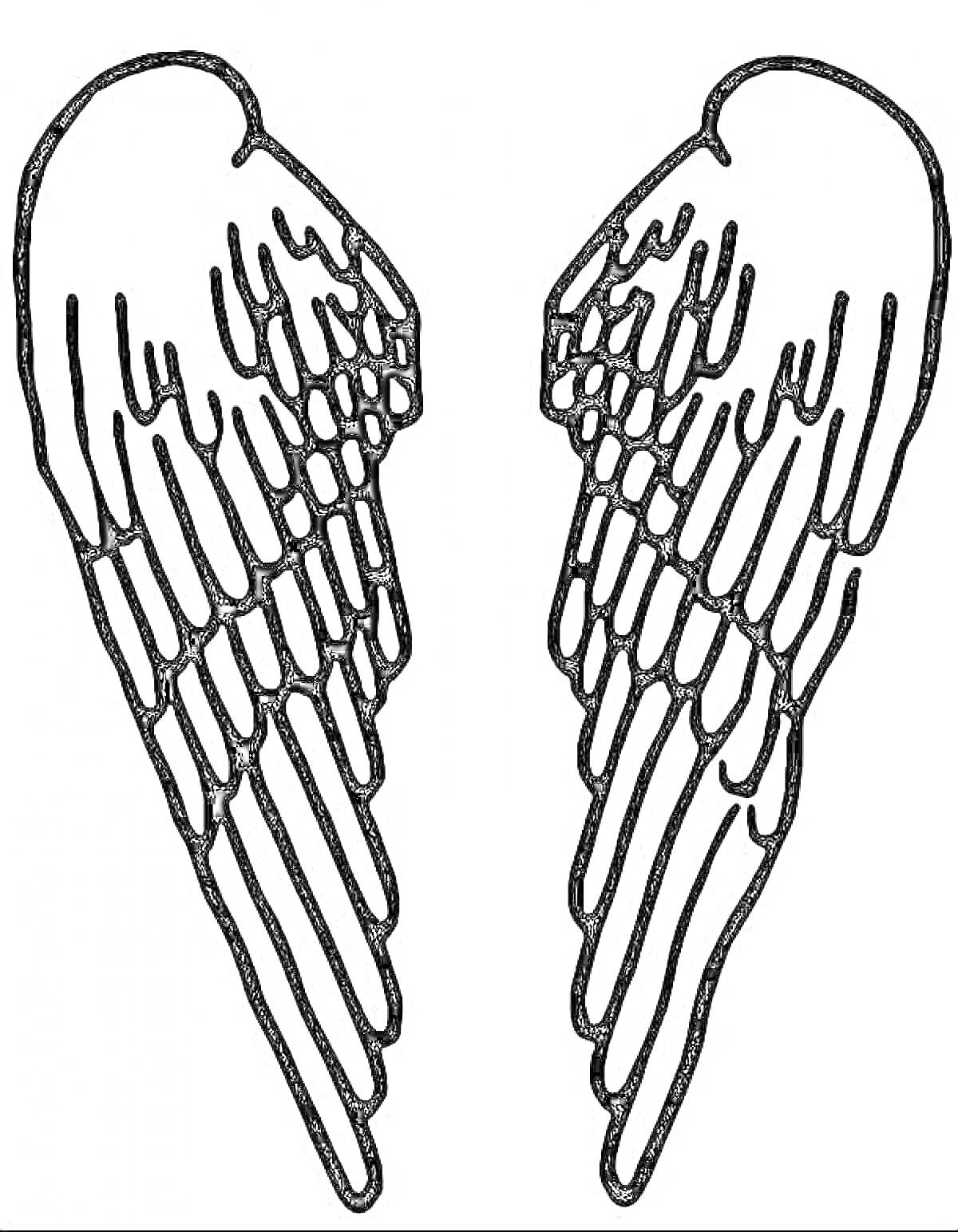 На раскраске изображено: Крылья, Симметрия, Линии, Контурные рисунки