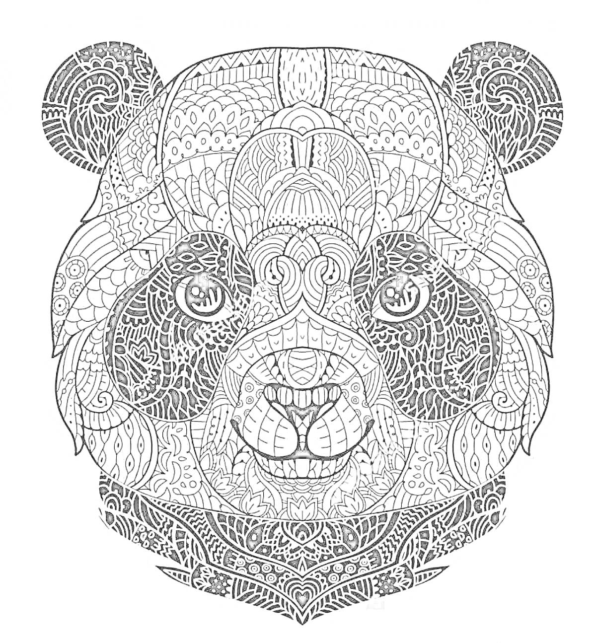 Раскраска Панда с мандалами