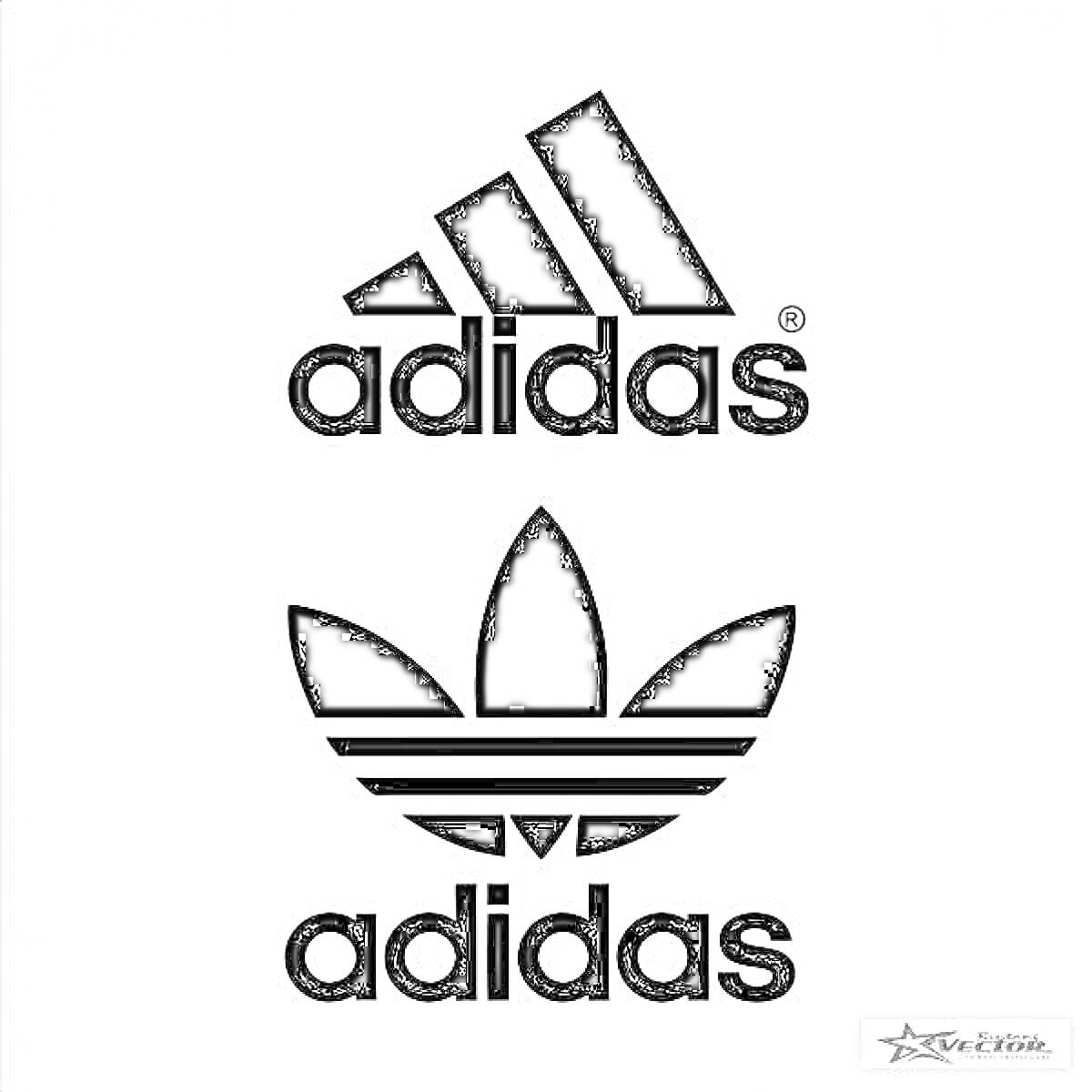 Логотипы Adidas - три полоски и трилистник