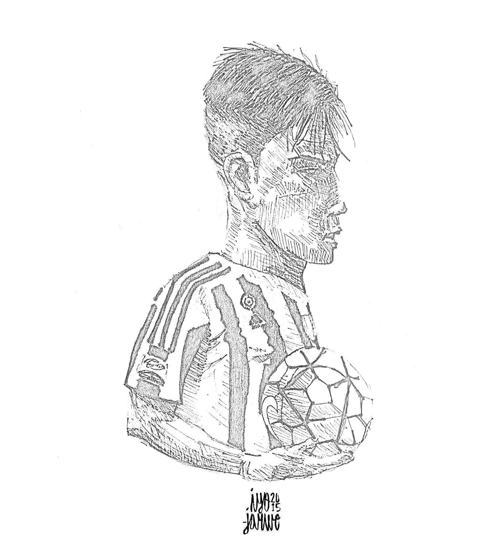 На раскраске изображено: Футболист, Полосатая футболка