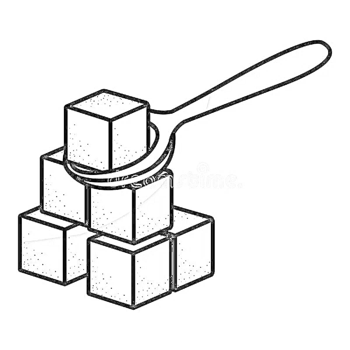 Раскраска Кубики сахара с ложкой