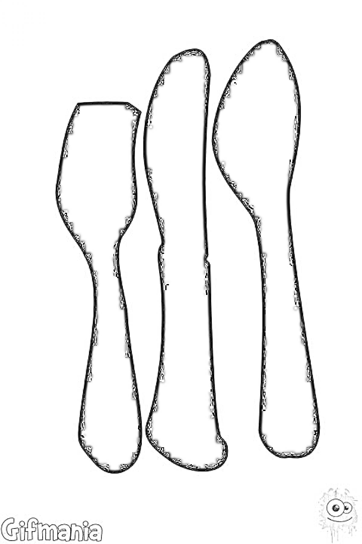 Раскраска Столовые приборы - вилка, нож, ложка