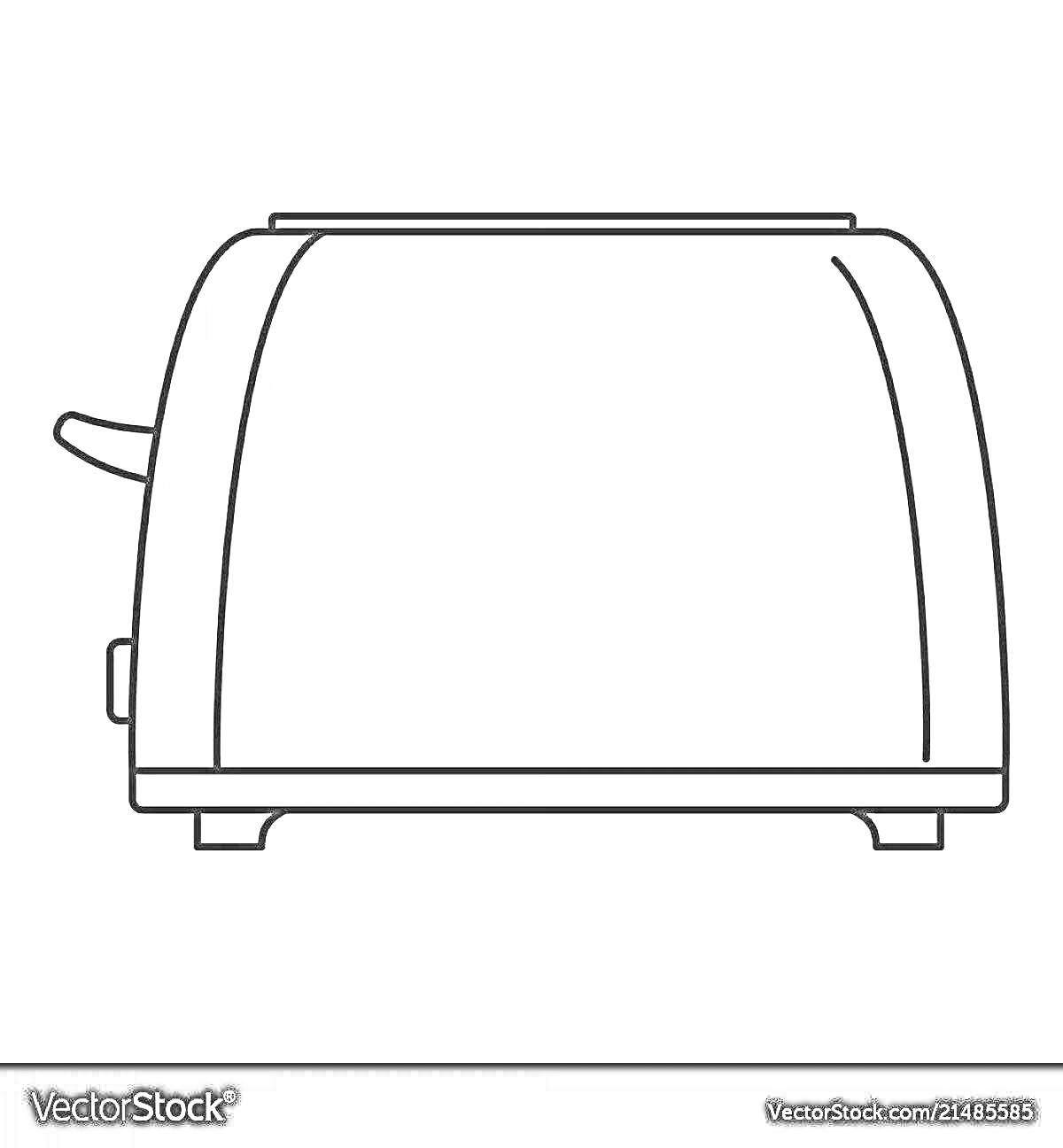 Раскраска Тостер прямоугольной формы с рычагом и кнопкой