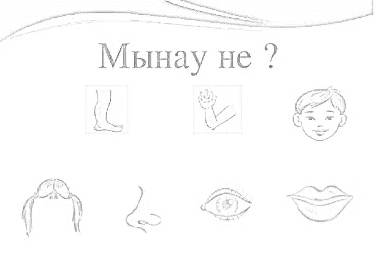 Раскраска части тела (нога, рука, волосы мальчика, волосы девочки, нос, глаз, губы)