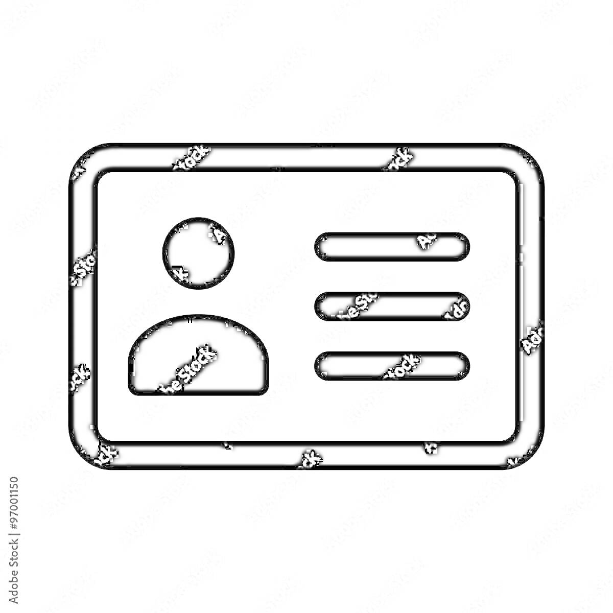 Раскраска Простая раскраска водительские права — иконка с изображением человека и тремя полосками текста