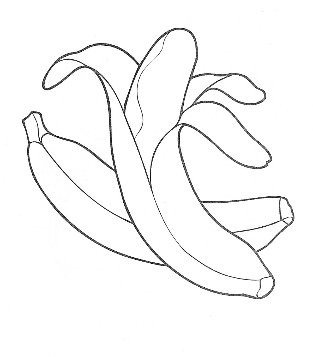 На раскраске изображено: Банан, Фрукты, Еда, Здоровое питание