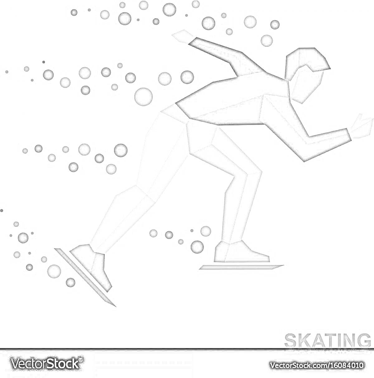 На раскраске изображено: Спорт, Движение, Лед, Коньки, Скорость, Абстракция, Человек, Зимние виды спорта