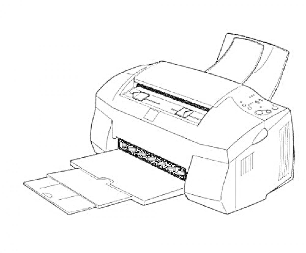 Принтер с выходным лотком и кнопками управления