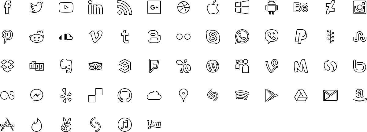На раскраске изображено: Социальные сети, Логотипы, Интернет, Иконки, Символы