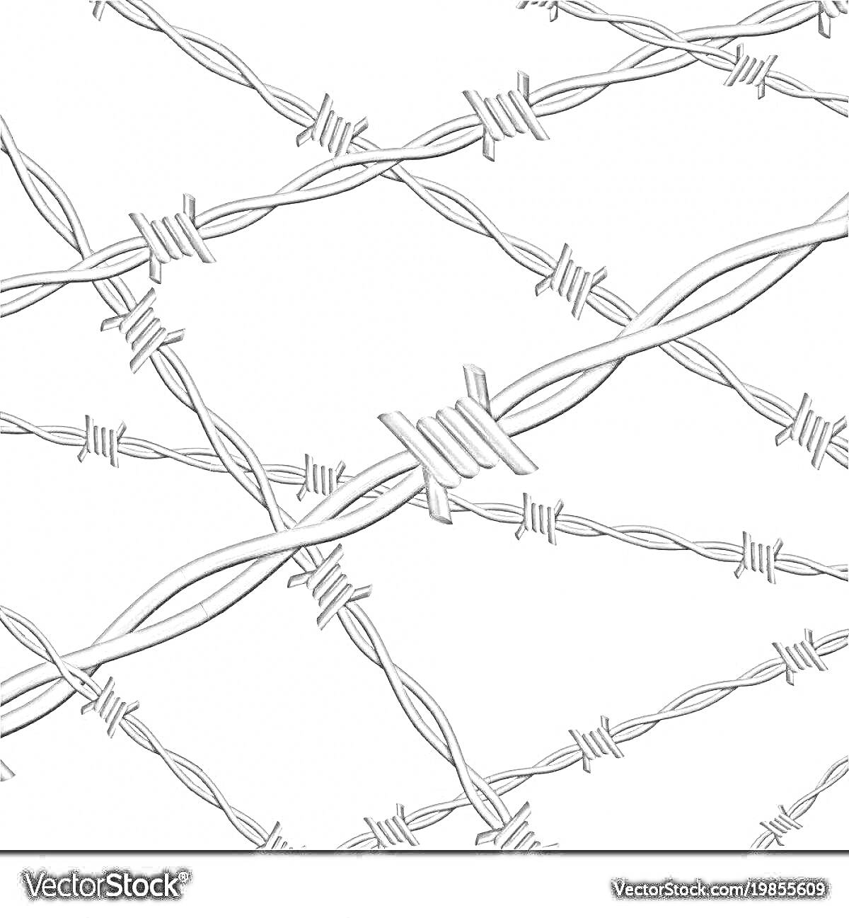 Раскраска Колючая проволока, перекрещивающиеся линии с узлами