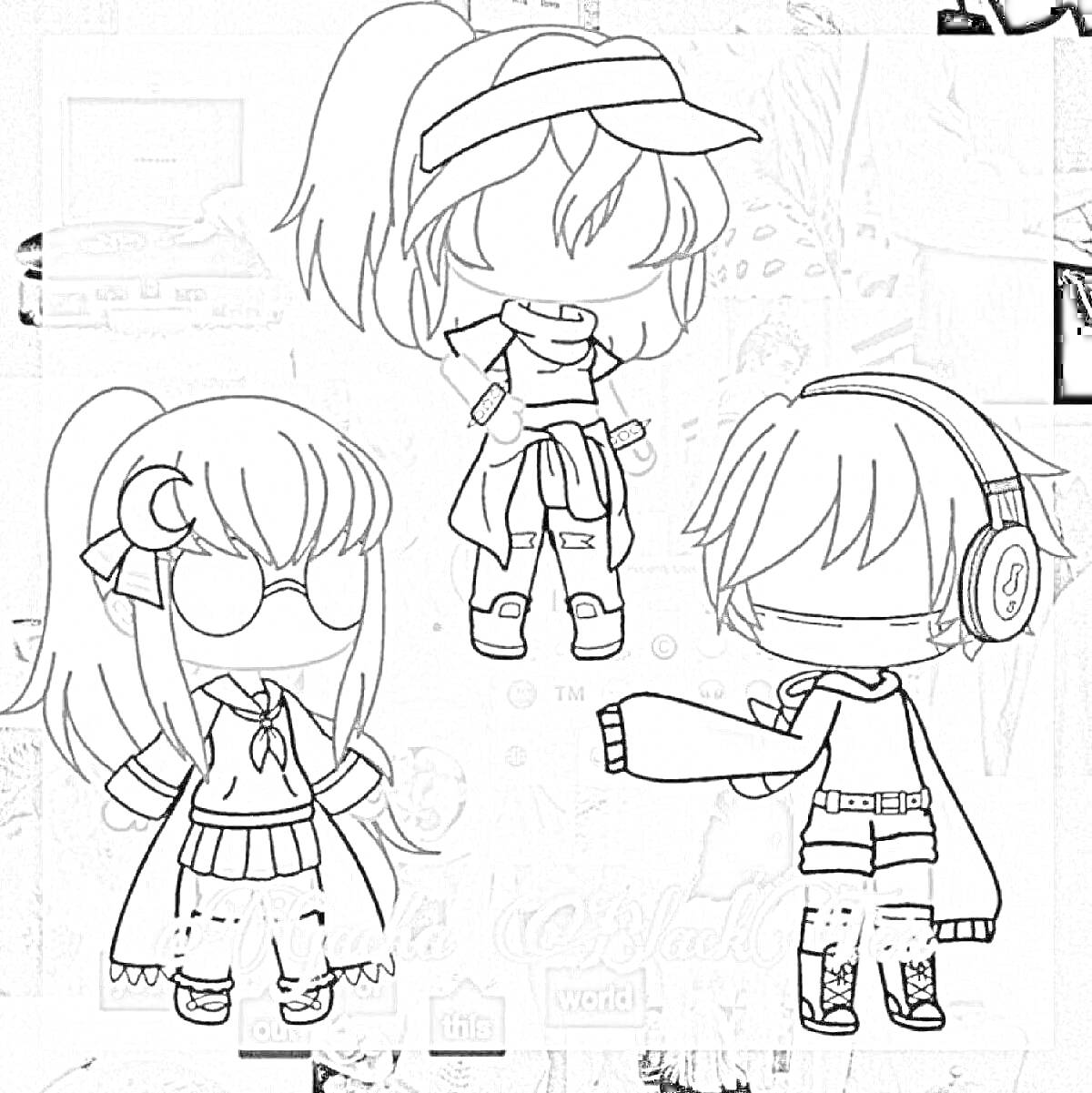 На раскраске изображено: Волосы, Хвост, Короткие волосы, Наушники