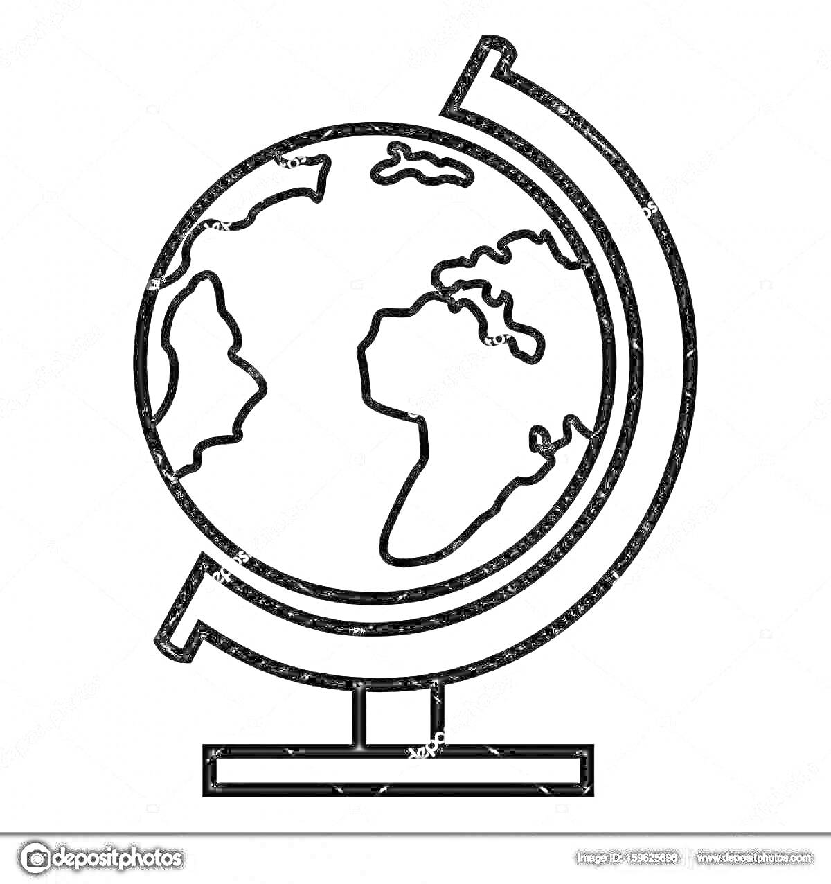 На раскраске изображено: Глобус, Подставка, Карта мира, Первый класс, География, Учеба, Образование, Школьные принадлежности